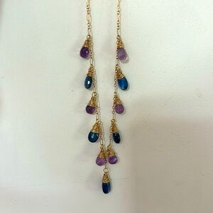 Sapphire and amethyst 14k gold filled necklace